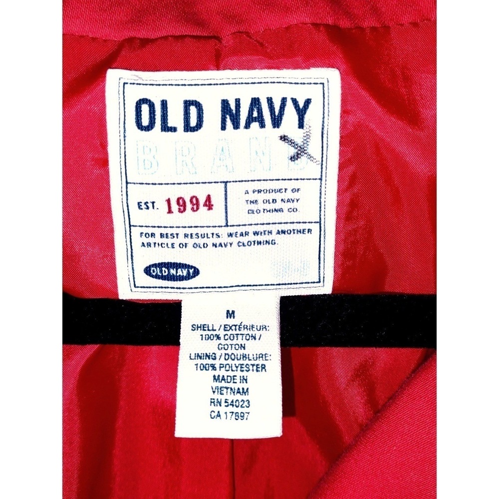 Vtg Y2K‎ Womens PeaCoat 100% Cotton Red Tortoise Buttons White Stitching Sz M - Picture 8 of 11
